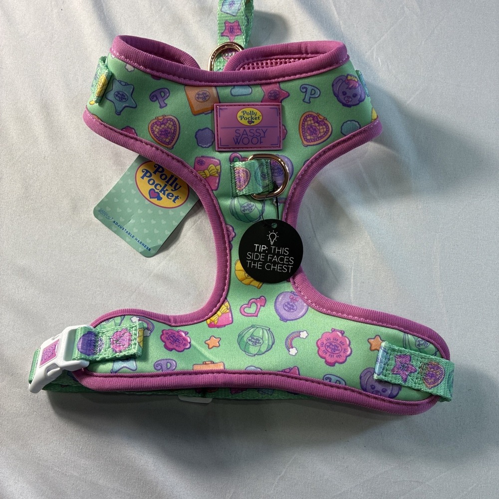 Sassy Woof Polly Pocket Adjustable Dog Harness Mint Pink Small NWT